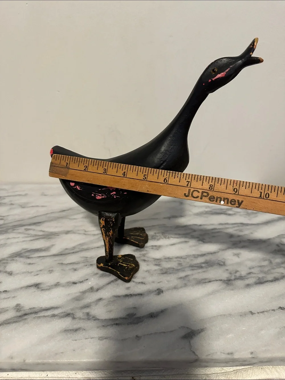 Vintage Folk art solid wood duck figurine decor distressed paint